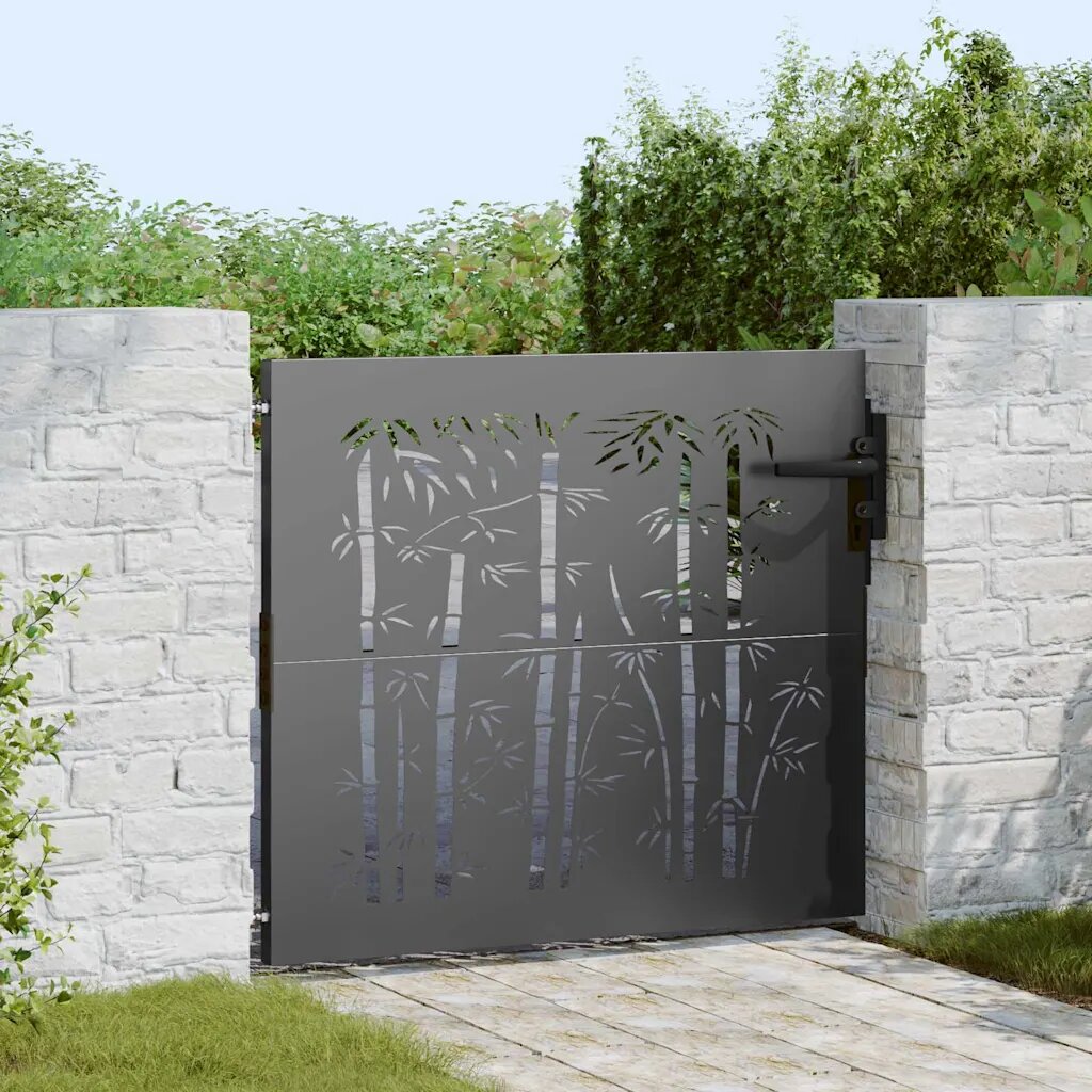 vidaXL Градинска врата 85 x 100 cm Прахово покритие стомана С ключалка