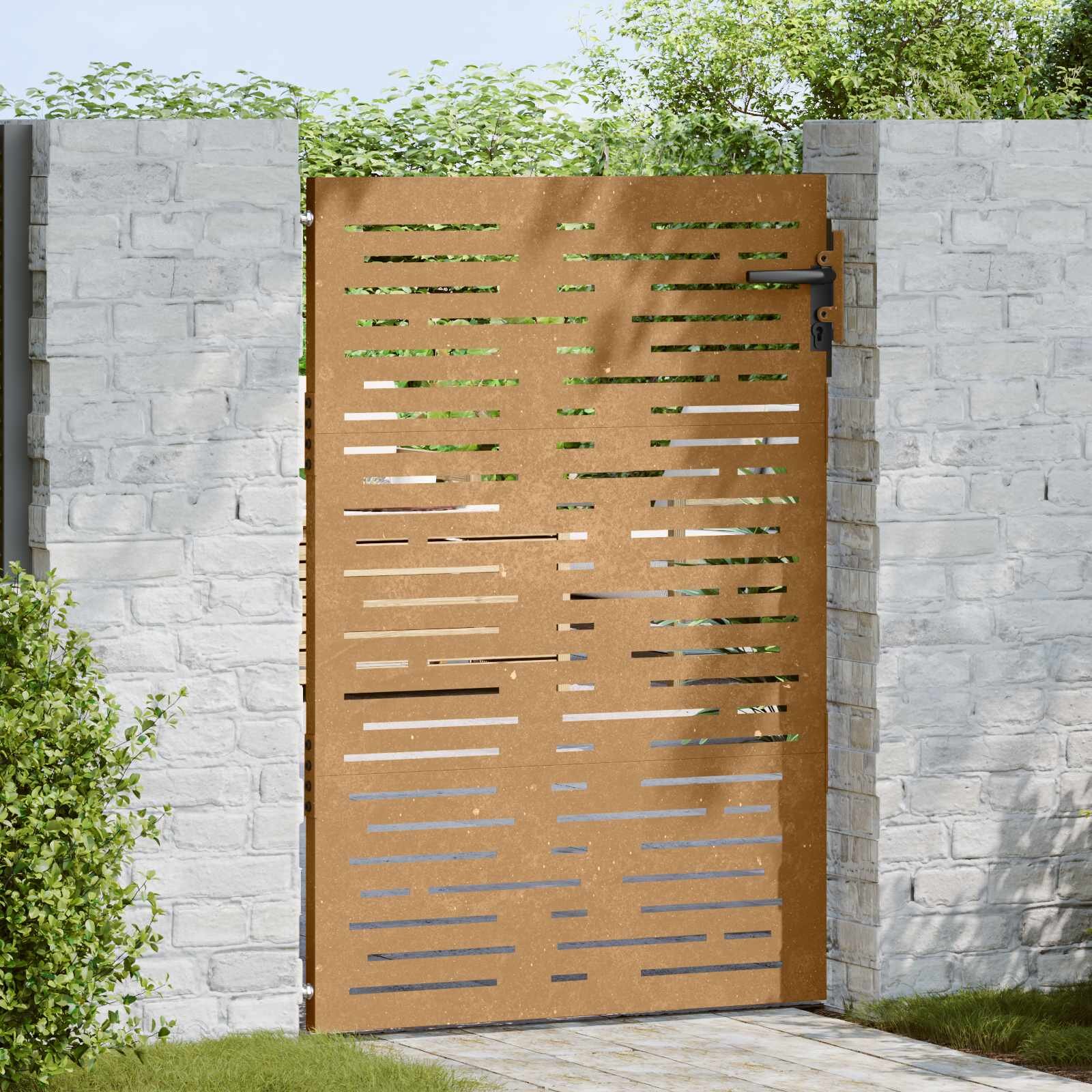 vidaXL Градинска врата 85 x 150 cm Прахово покритие стомана С ключалка