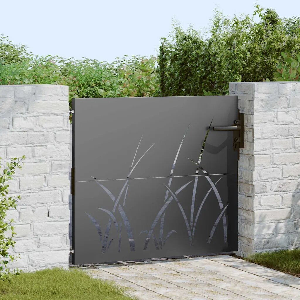 vidaXL Градинска врата Черно 85 x 100 cm Прахово покритие стомана