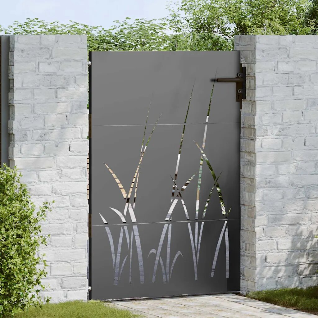 vidaXL Градинска врата Черно 85 x 125 cm Прахово покритие стомана