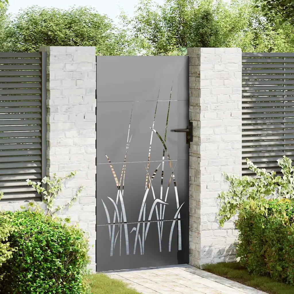 vidaXL Градинска врата Черно 85 x 200 cm Прахово покритие стомана