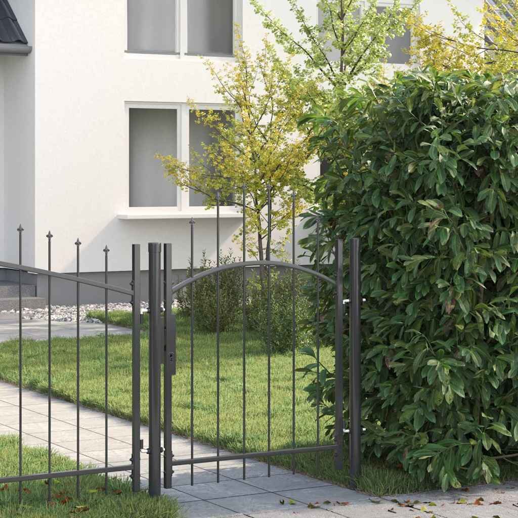 vidaXL Градинска врата WOERDEN 125 x 100 см Стомана Сив С ключалка