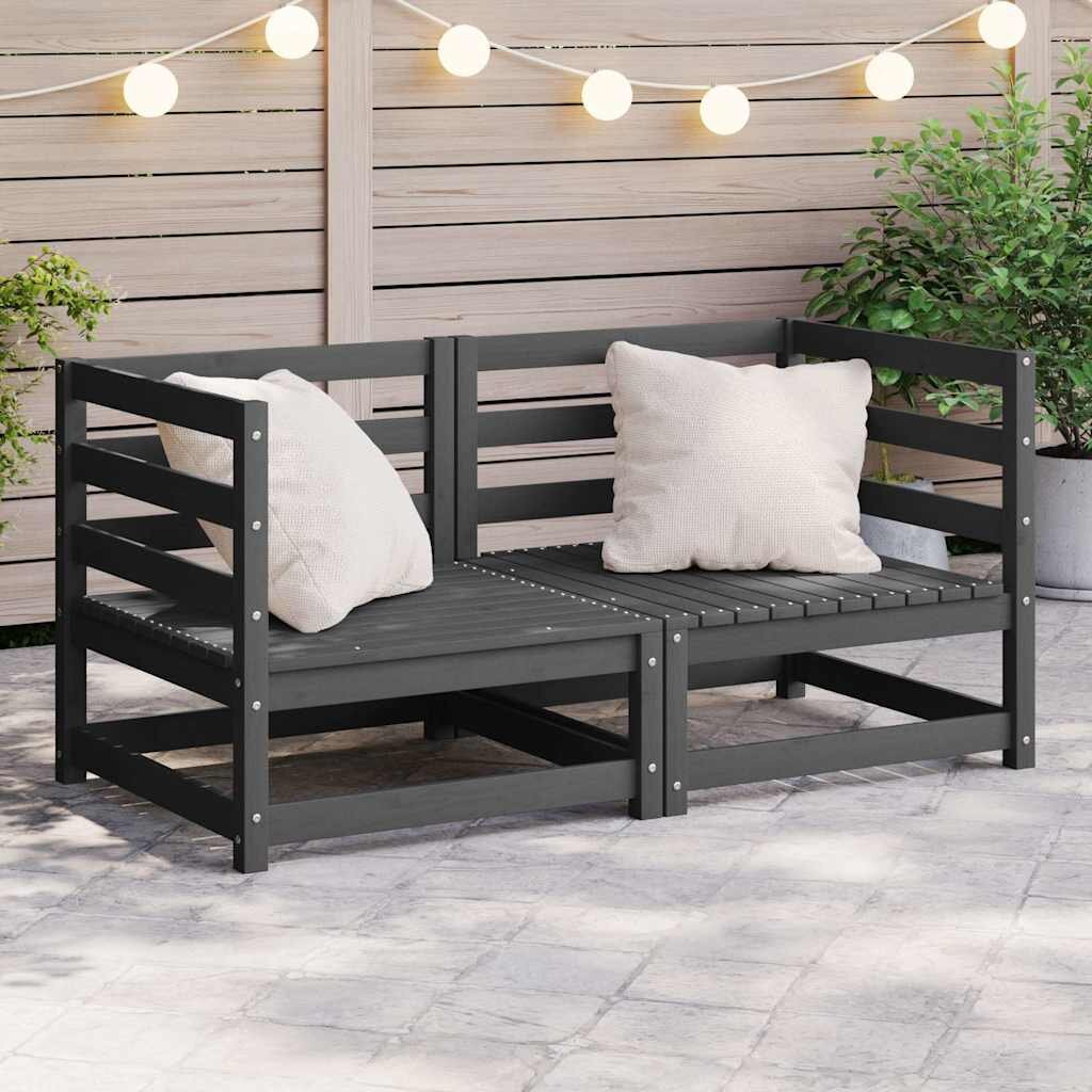 vidaXL Градински ъглови дивани 2 бр сиви бор масив
