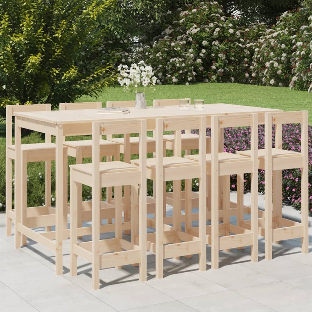 vidaXL Градински бар комплект от 9 части масивна борова дървесина