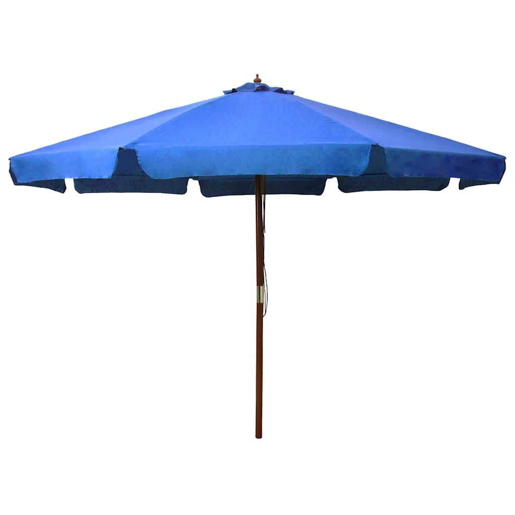 vidaXL Градински чадър с дървен прът 330 см лазурен