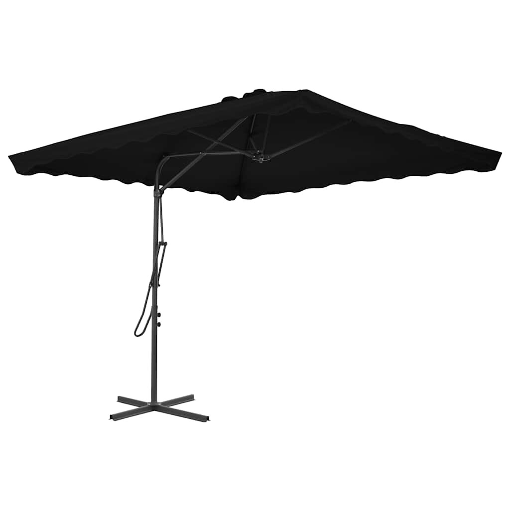 vidaXL Градински чадър със стоманен прът черен 250x250x230 см