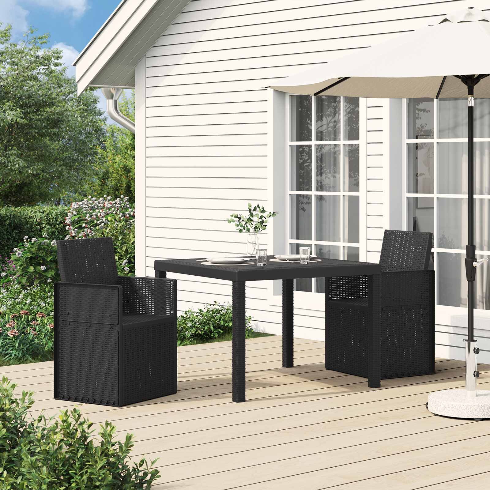 vidaXL Градински Dining Столове 2 pcs Антрацит 53 x 47 x 885 см ПП