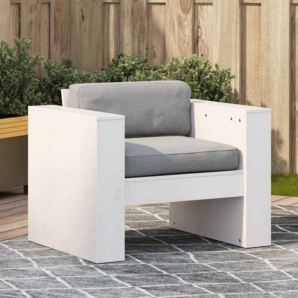 vidaXL Градински диван бял 79x60x62 см борово дърво масив