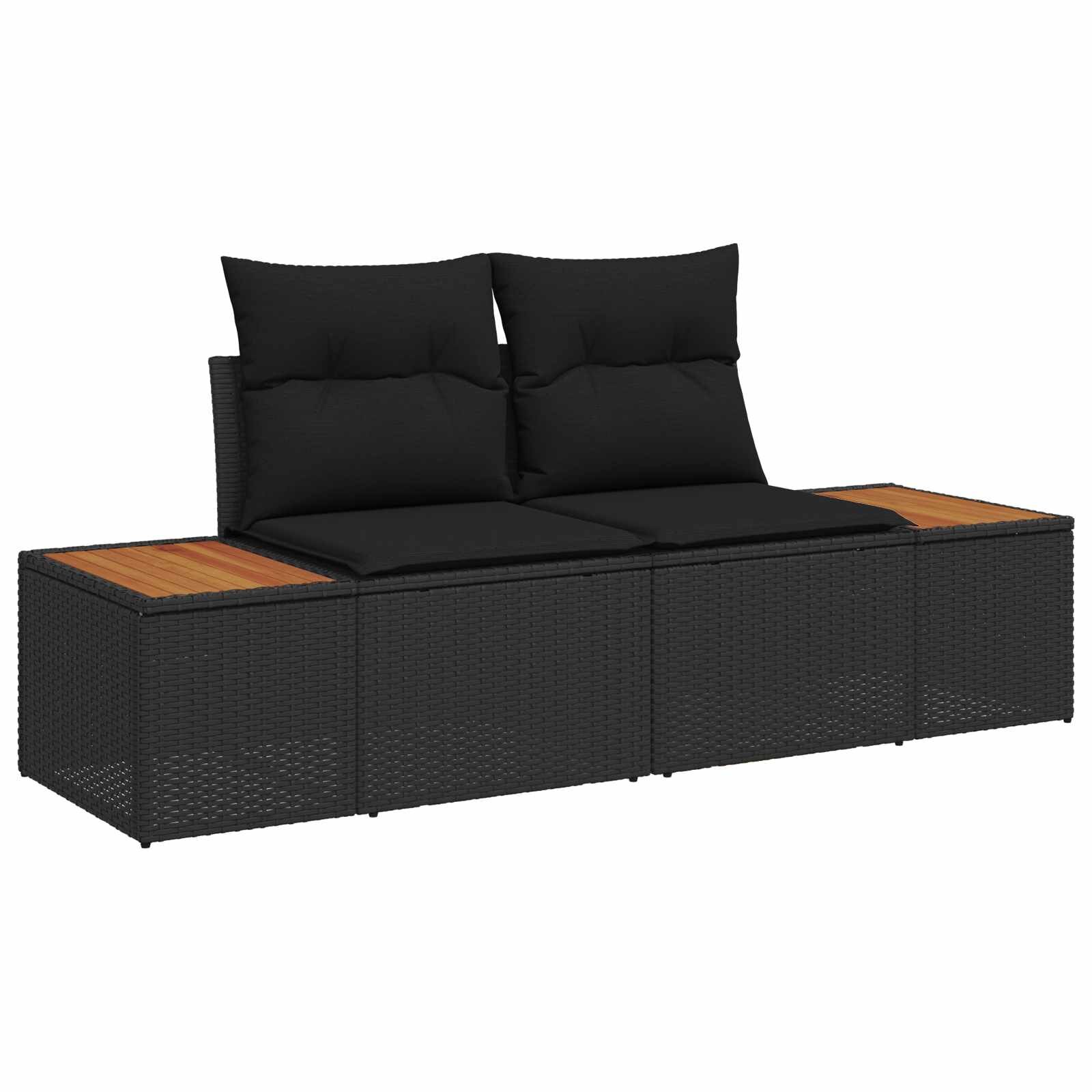 vidaXL Градински диван Черно 184 x 62 x 85см полиратан