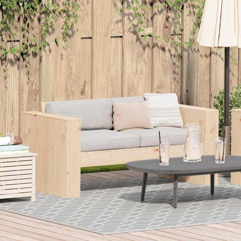 vidaXL Градински диван Естествен 134 x 60 x 62 cm Солидно борово дърво