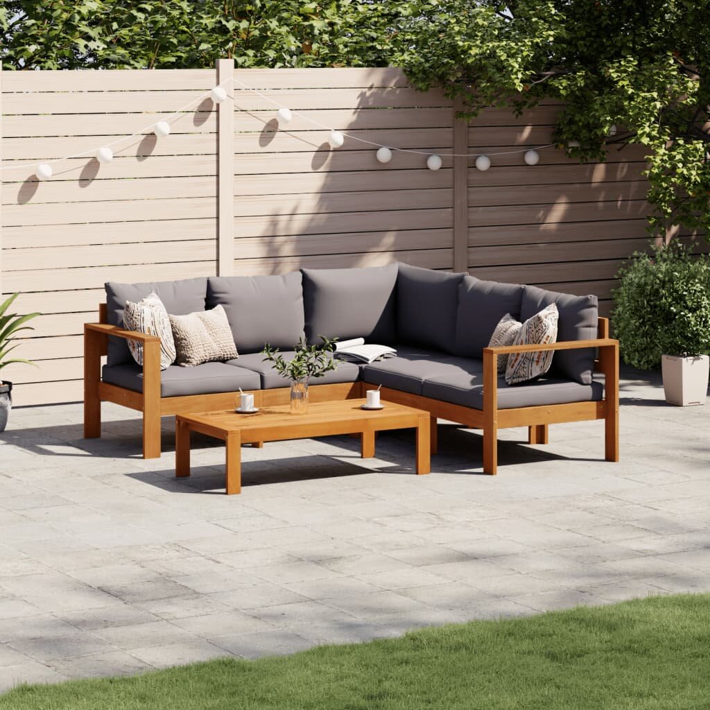 vidaXL Градински диван от 4 части с възглавници масивна акация