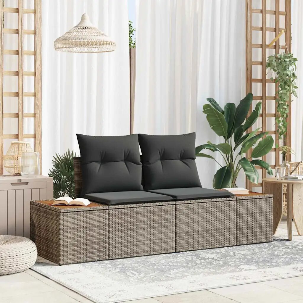 vidaXL Градински диван Сив 184 x 62 x 85см полиратан