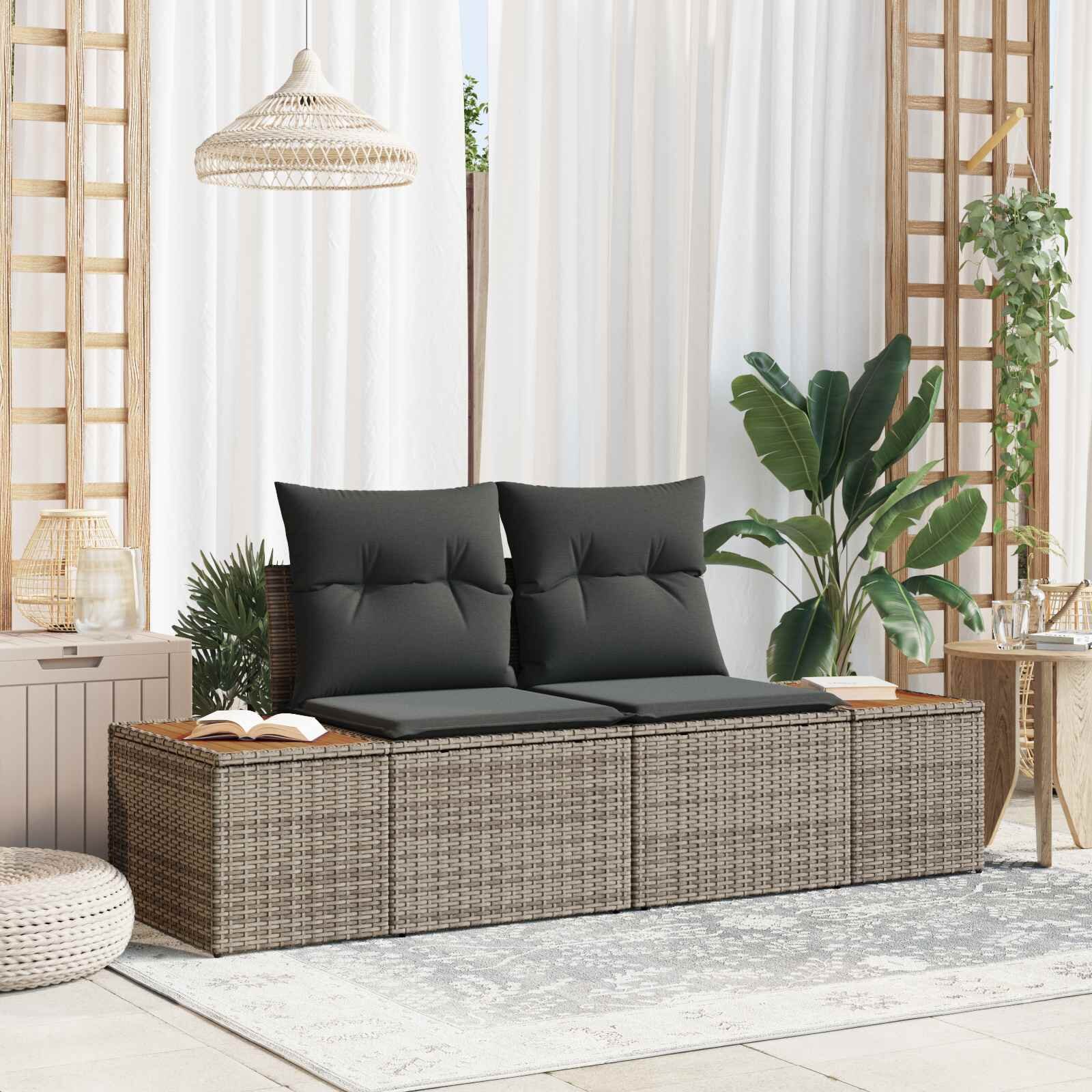 vidaXL Градински диван Сив 184 x 62 x 85см полиратан
