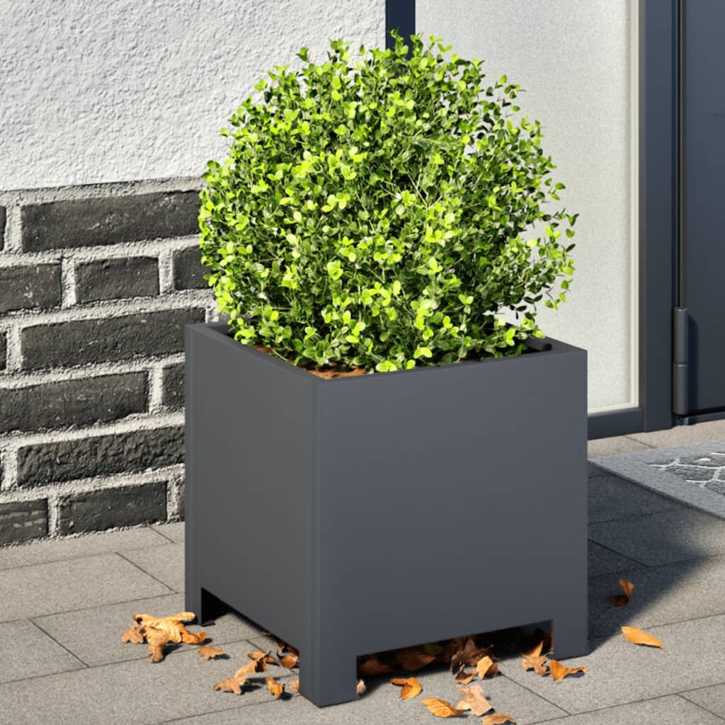 vidaXL Градински кашпи 2 бр антрацит 30x30x30 см стомана