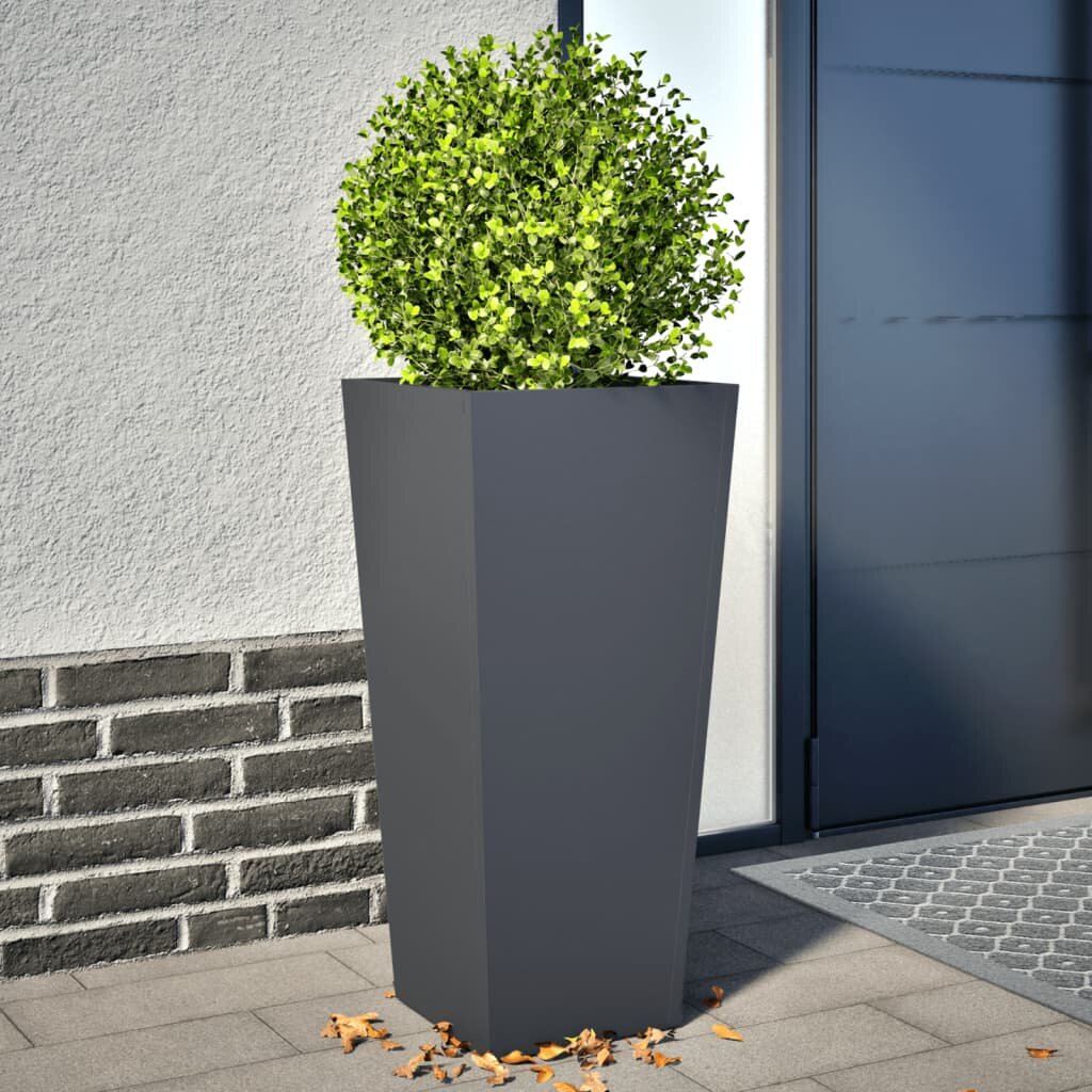 vidaXL Градински кашпи 2 бр антрацит 35x35x75 см стомана