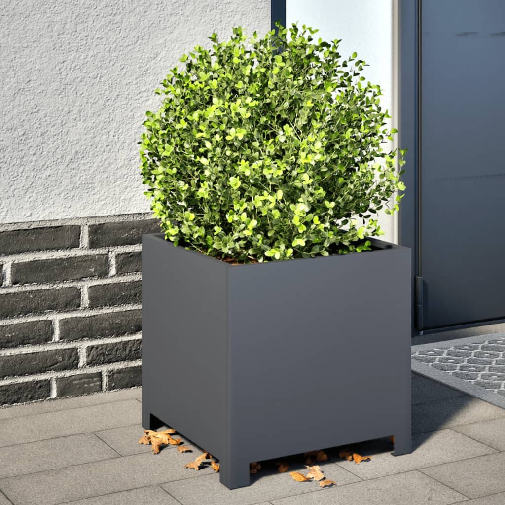vidaXL Градински кашпи 2 бр антрацит 40x40x40 см стомана