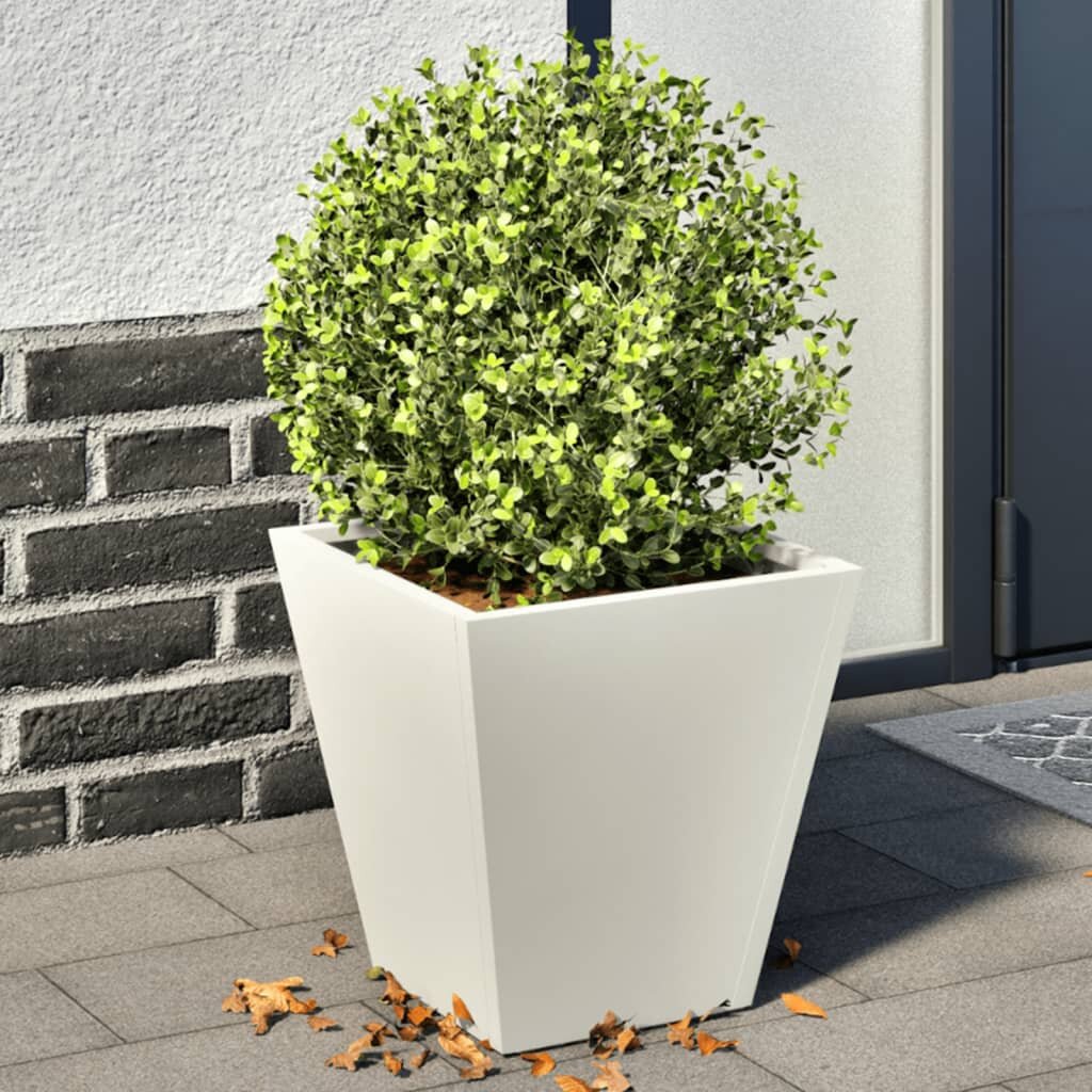 vidaXL Градински кашпи 2 бр бели 30x30x30 см стомана