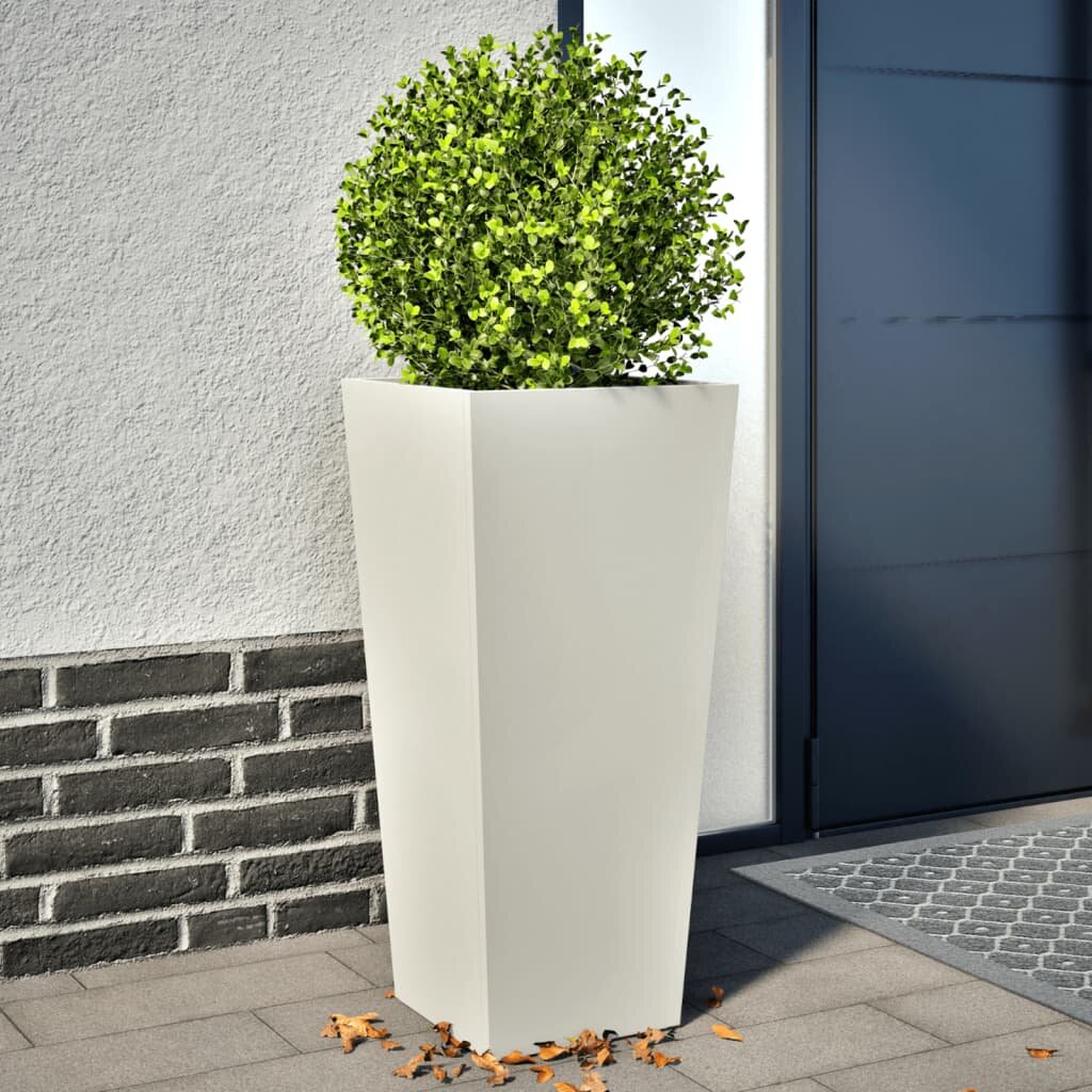 vidaXL Градински кашпи 2 бр бели 35x35x75 см стомана