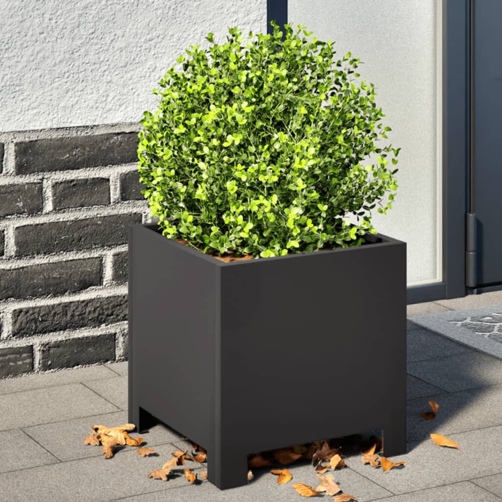vidaXL Градински кашпи 2 бр черни 30x30x30 см стомана