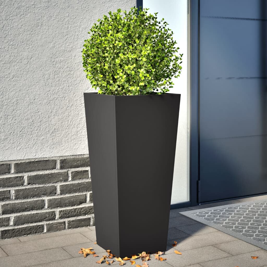 vidaXL Градински кашпи 2 бр черни 35x35x75 см стомана