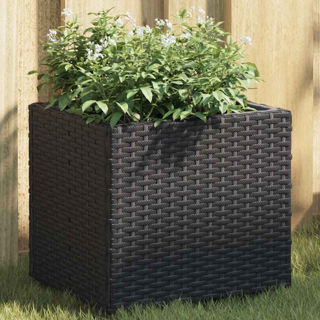 vidaXL Градински кашпи 2 бр черни 36x30x32 см полиратан