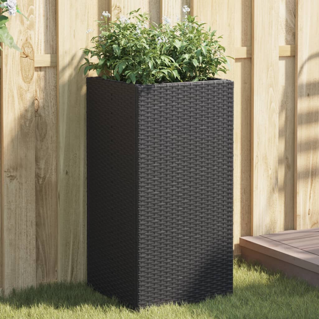 vidaXL Градински кашпи 2 бр черни 40x40x80 см полиратан