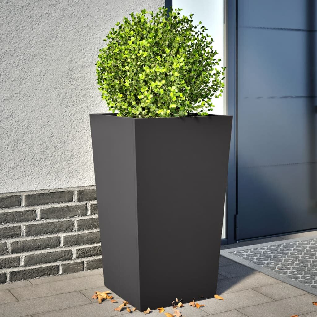 vidaXL Градински кашпи 2 бр черни 45x45x75 см стомана