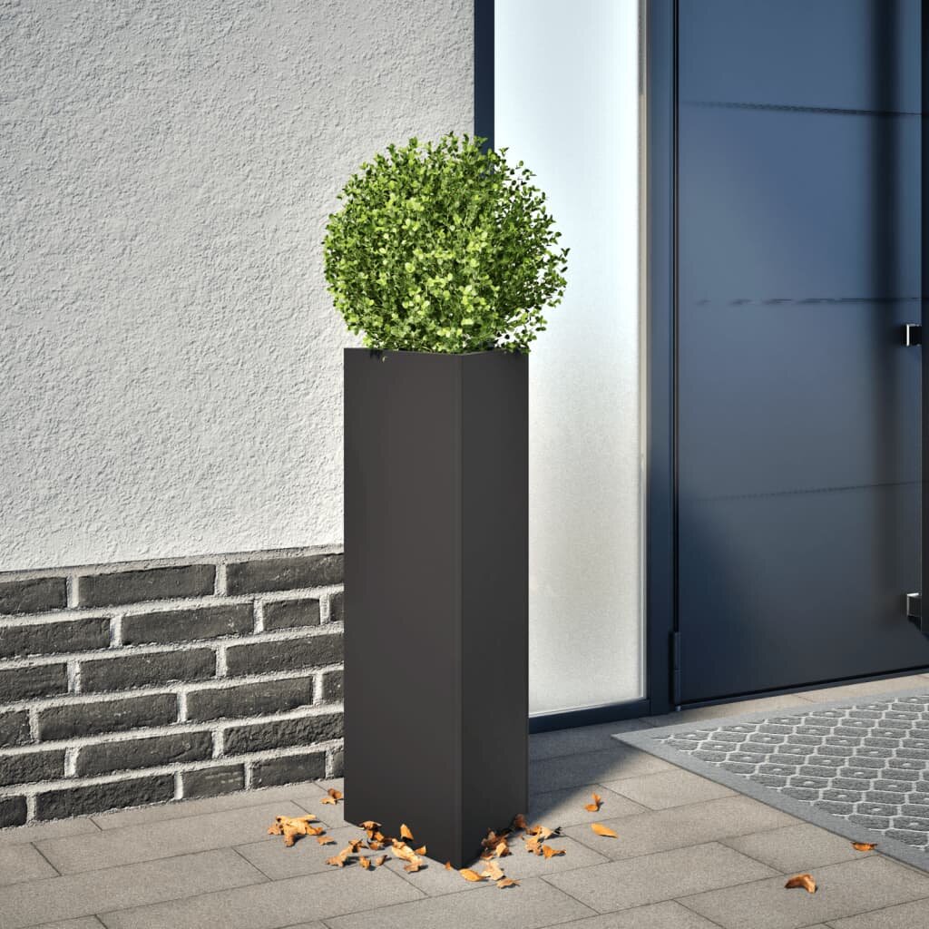 vidaXL Градински кашпи 2 бр черни триъгълна 30x26x75 см стомана