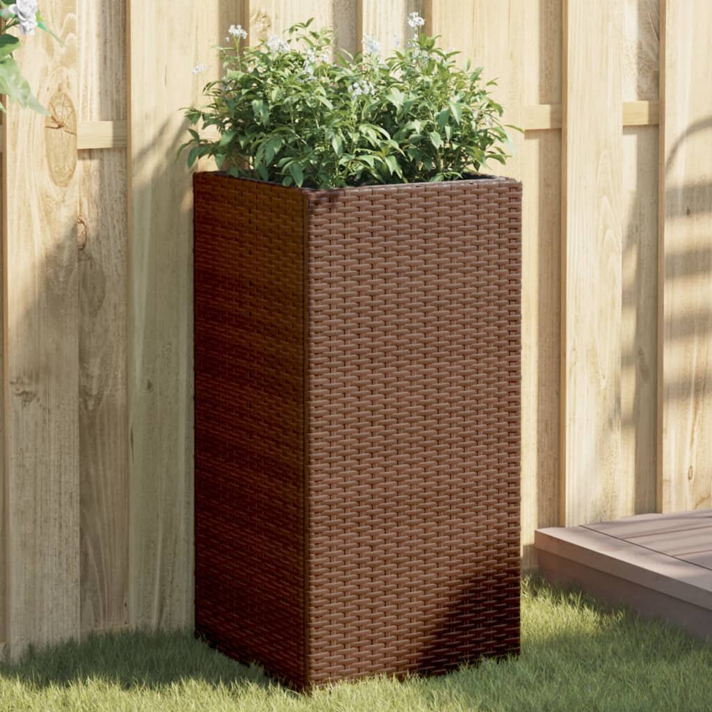 vidaXL Градински кашпи 2 бр кафяви 40x40x80 см полиратан