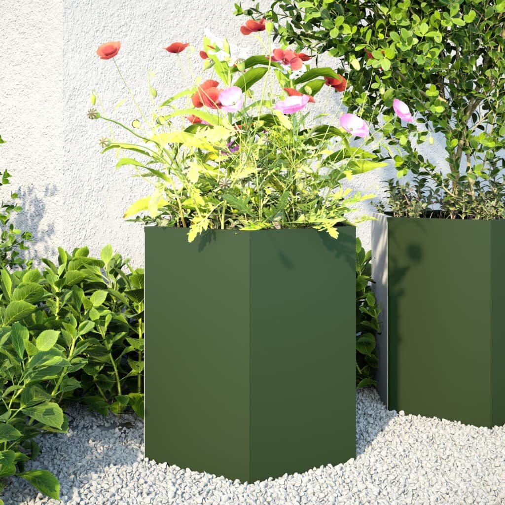 vidaXL Градински кашпи 2 бр шестоъгълна 46x40x45 см стомана