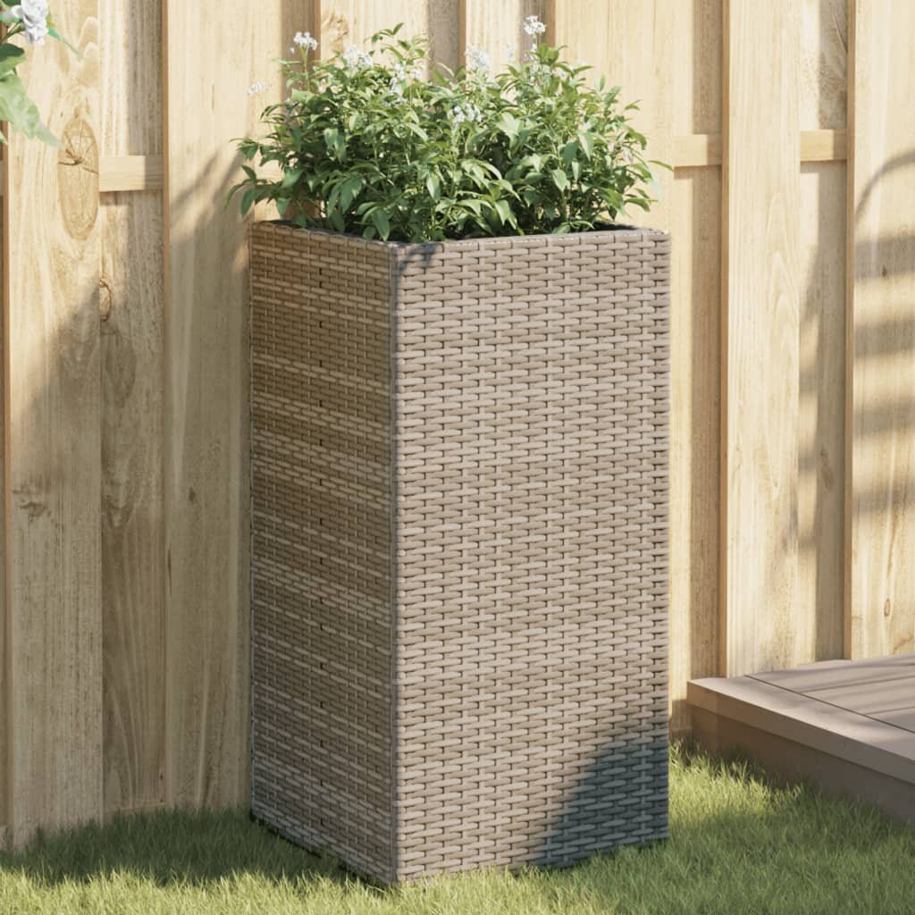 vidaXL Градински кашпи 2 бр сиви 40x40x80 см полиратан