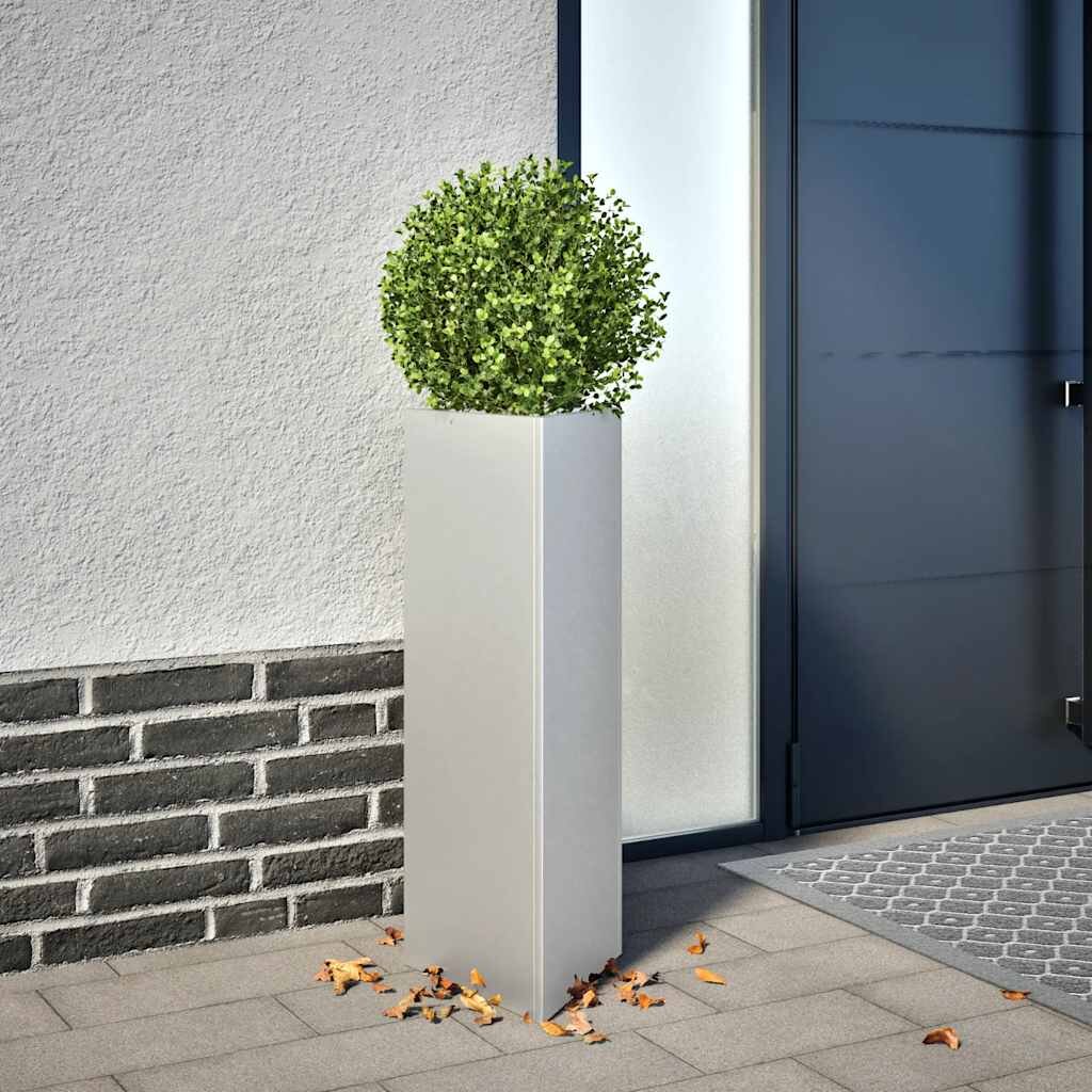vidaXL Градински кашпи 2 бр триъгълна 30x26x75 см поцинкована стомана
