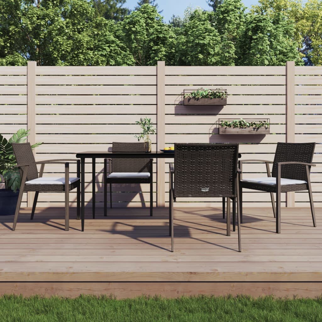 vidaXL Градински комплект от 5 части с възглавници полиратан и стомана
