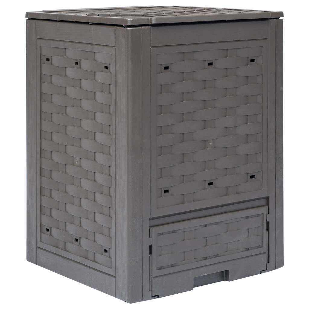 vidaXL Градински компостер кафяв 60x60x83 см 300 л пластмасов ратан