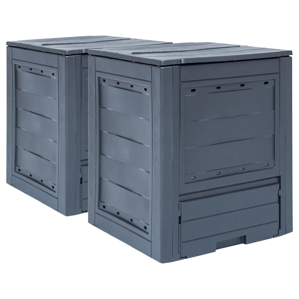 vidaXL Градински компостери 2 бр сиви 60x60x73 см 520 л