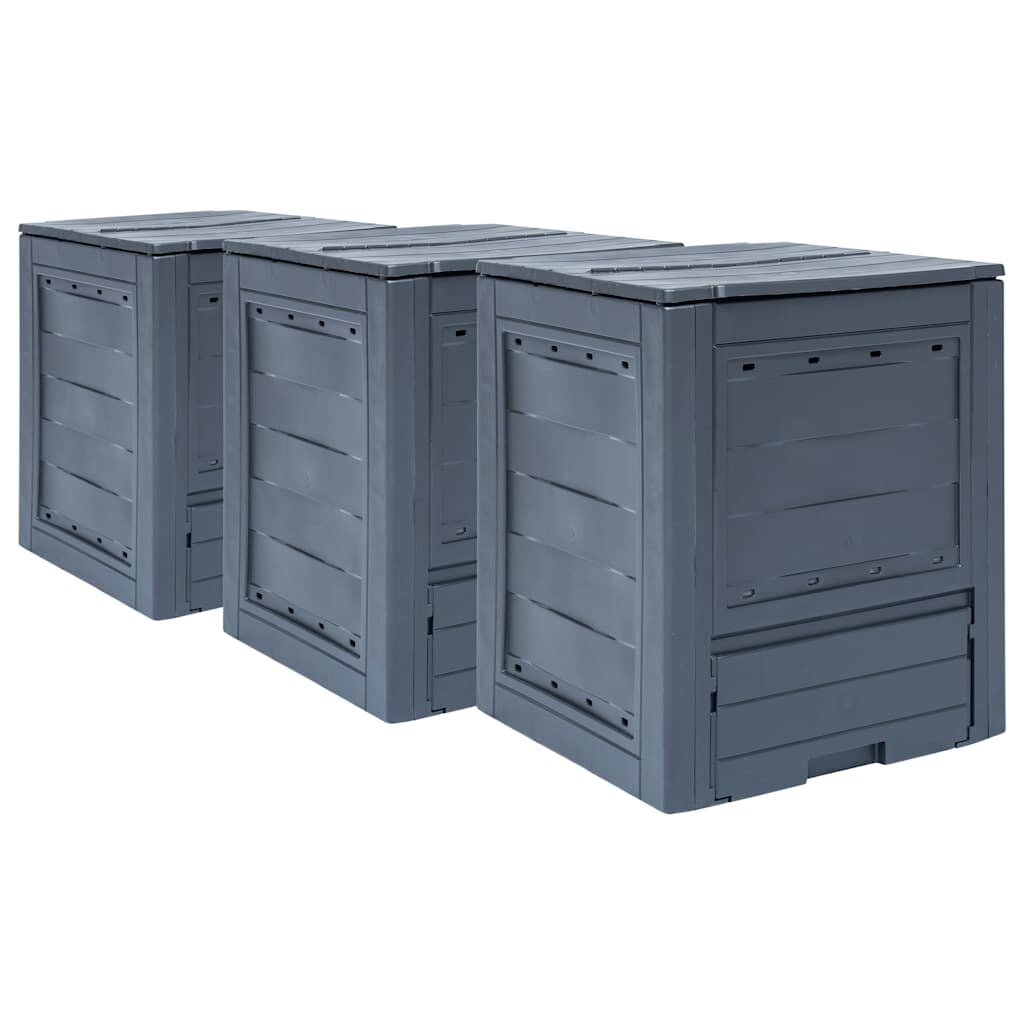 vidaXL Градински компостери 3 бр сиви 60x60x73 см 780 л