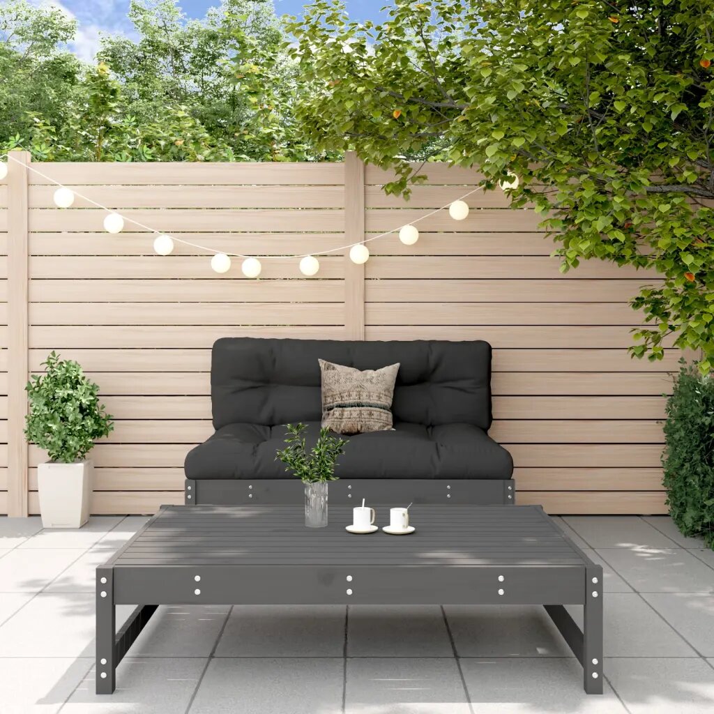 vidaXL Градински лаундж комплект 2 части сив бор масив