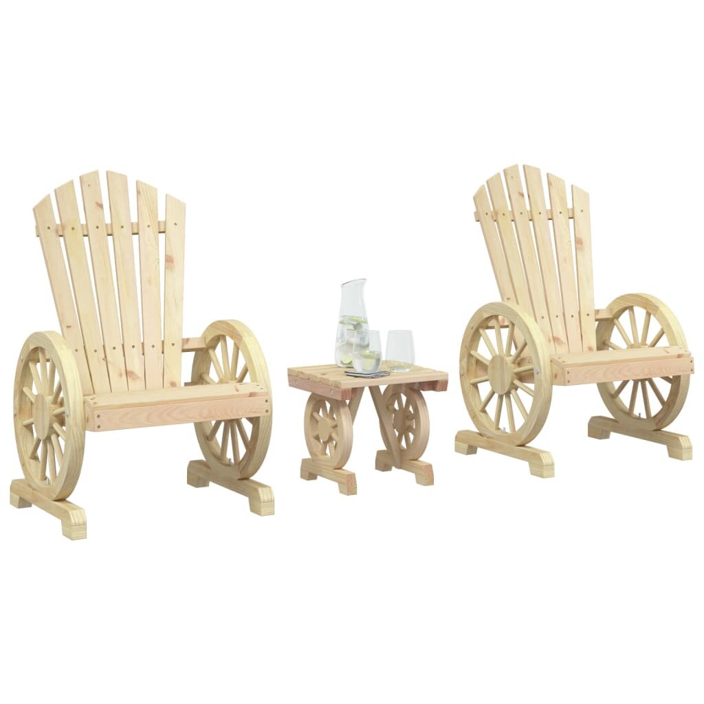 vidaXL Градински лаундж комплект 3 части масивно чамово дърво