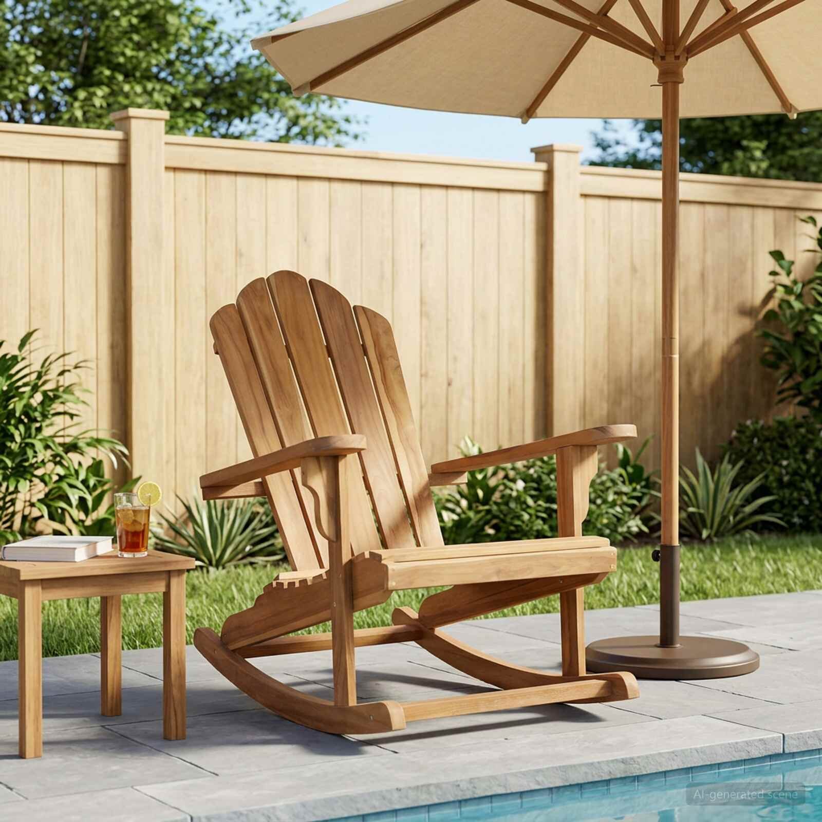 vidaXL Градински люлеещ се стол Adirondack Натурално