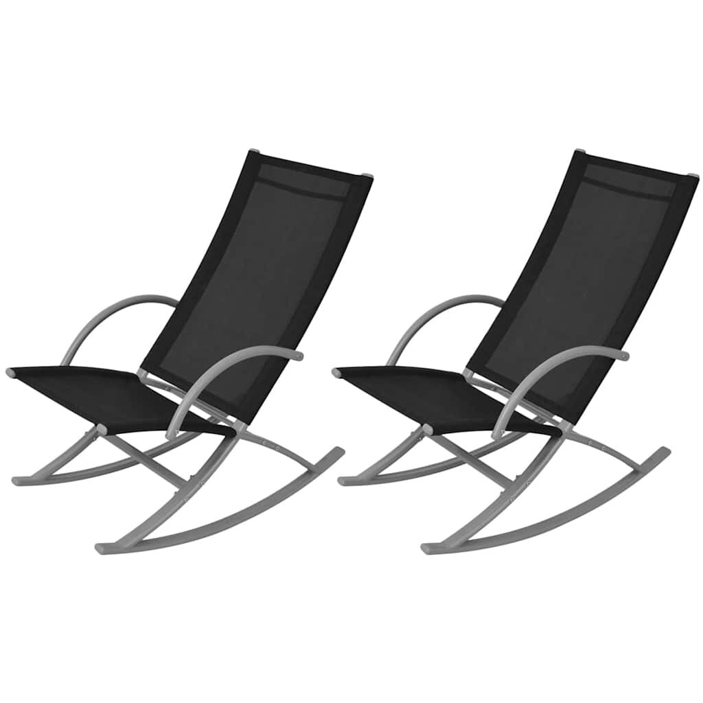 vidaXL Градински люлеещи се столове стомана и textilene черни