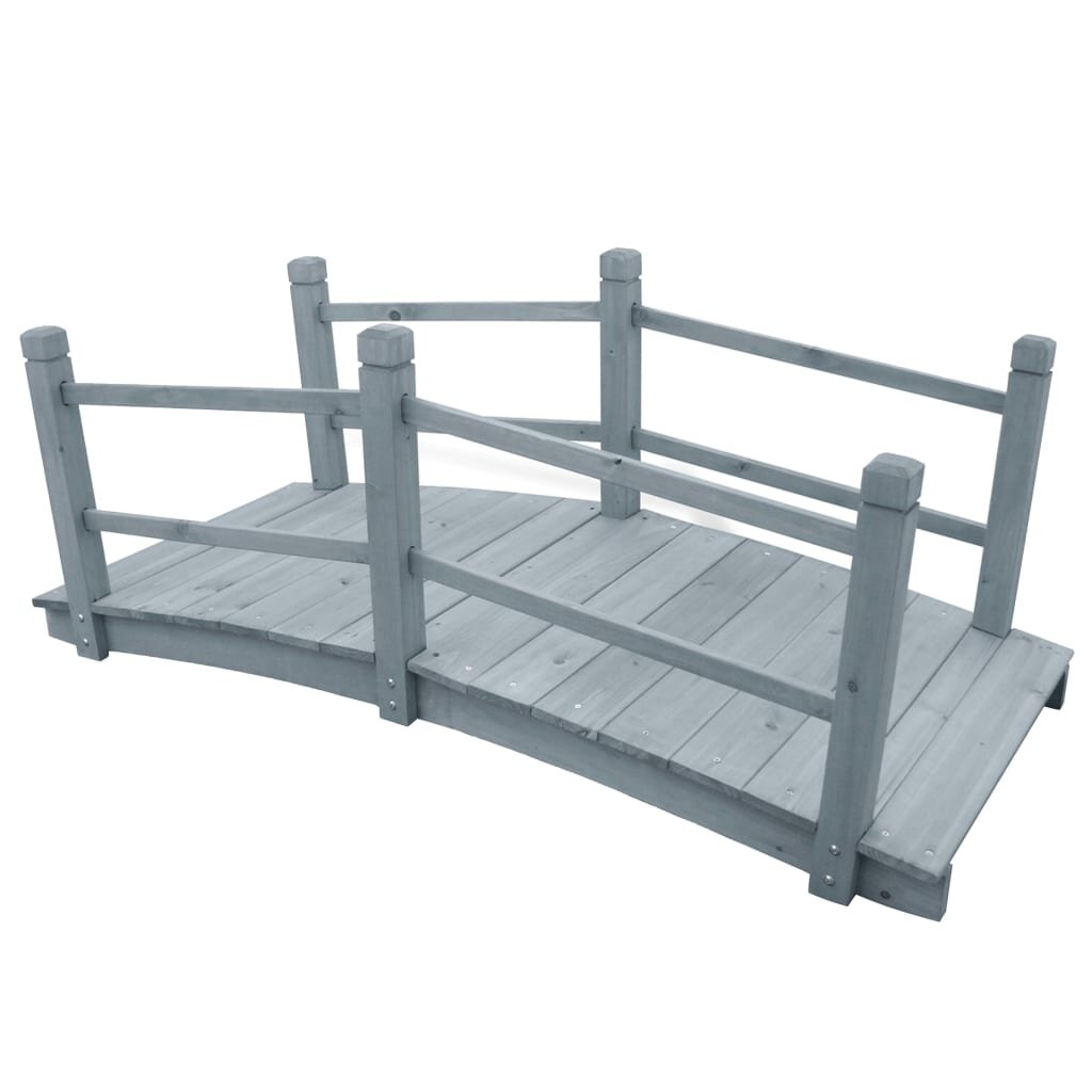 vidaXL Градински мост сив 140x60x56 см масивен чам