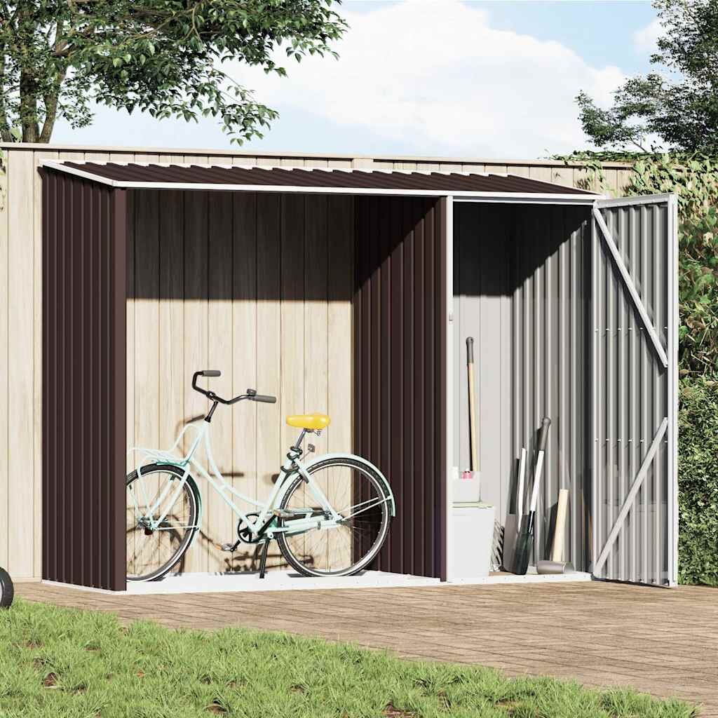 vidaXL Градински навес кафяв 245x98x159 см поцинкована стомана