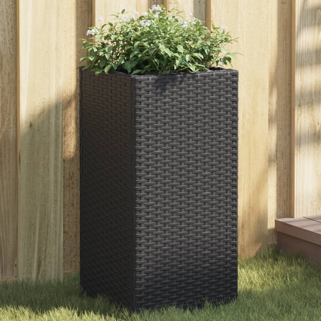 vidaXL Градински плантер черен 30x30x60 см полиратан