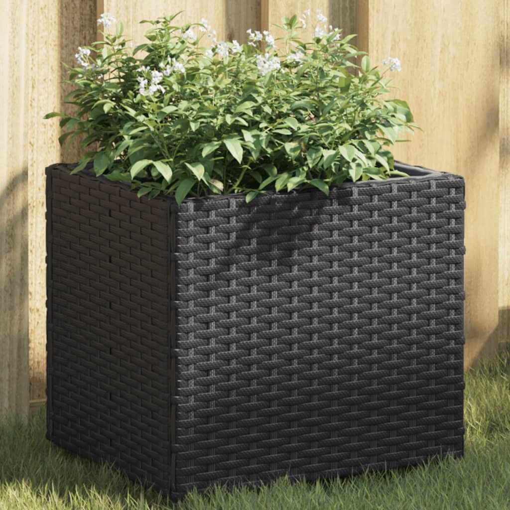 vidaXL Градински плантер черен 36x30x32 см полиратан