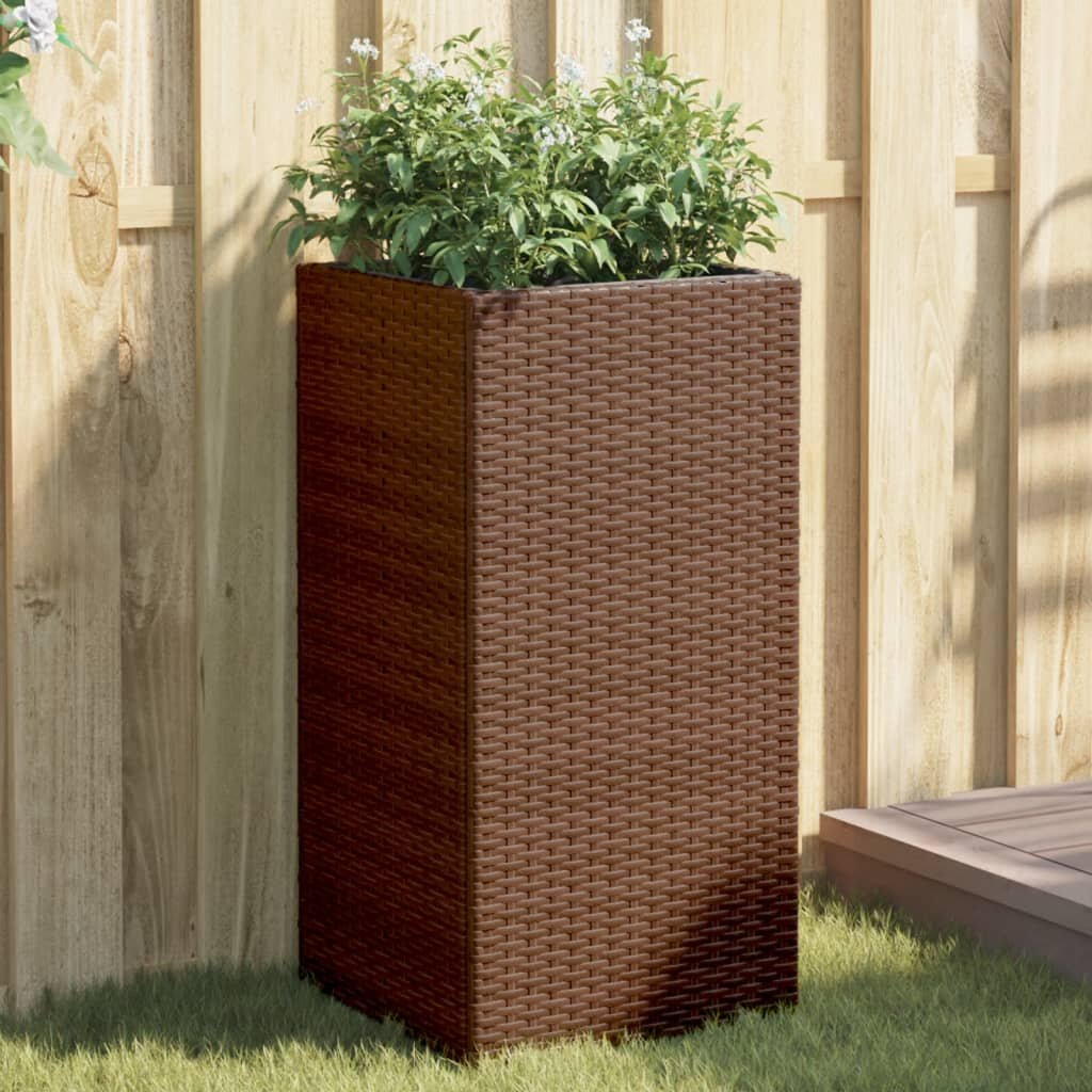 vidaXL Градински плантер кафяв 40x40x80 см полиратан