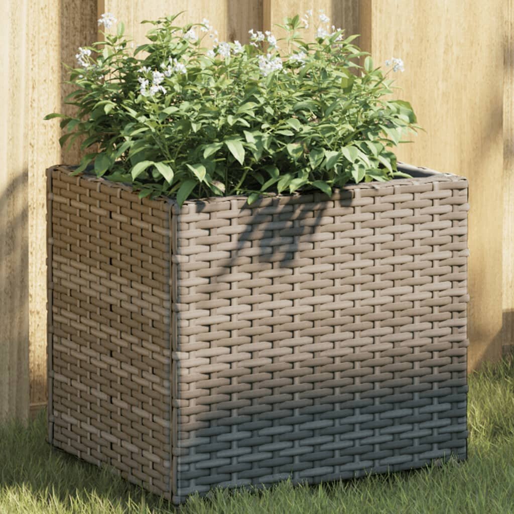 vidaXL Градински плантер сив 36x30x32 см полиратан