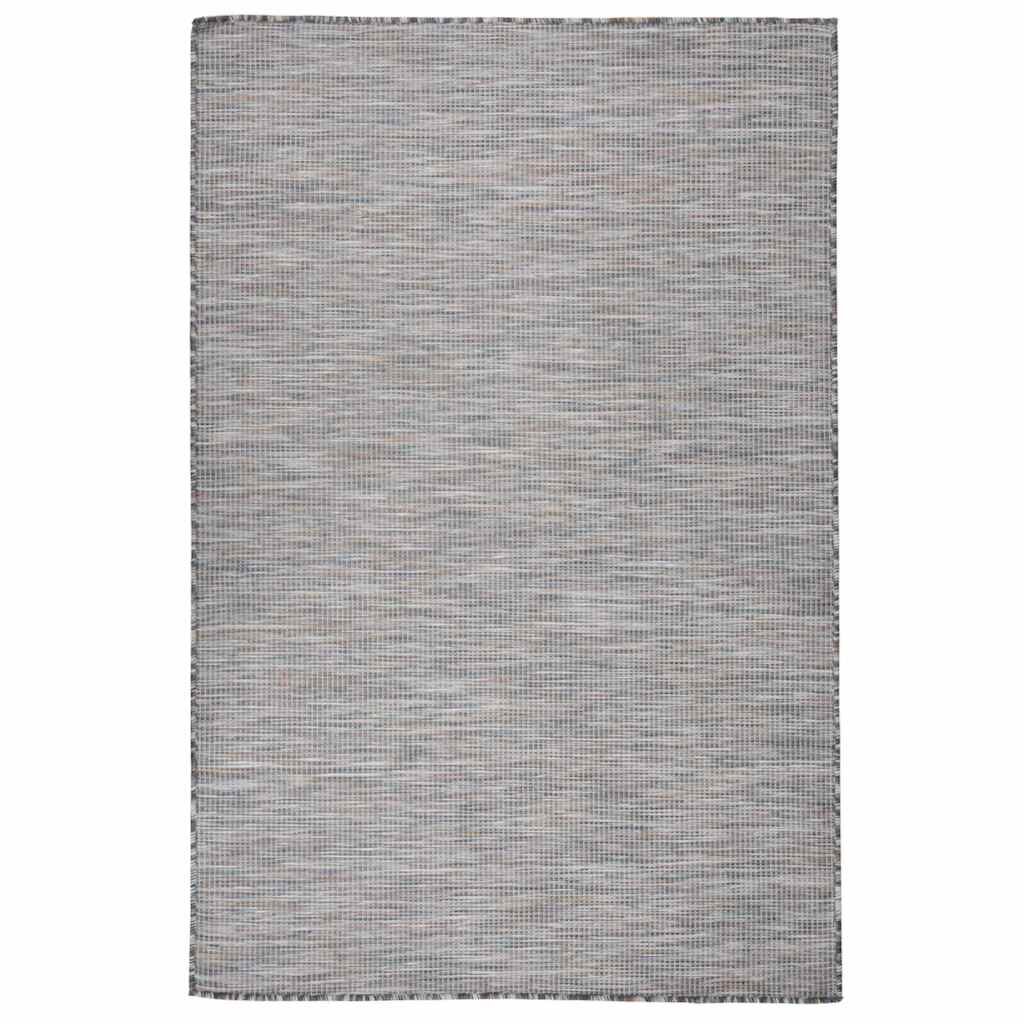 vidaXL Градински плоскотъкан килим 120x170 см кафяво и синьо