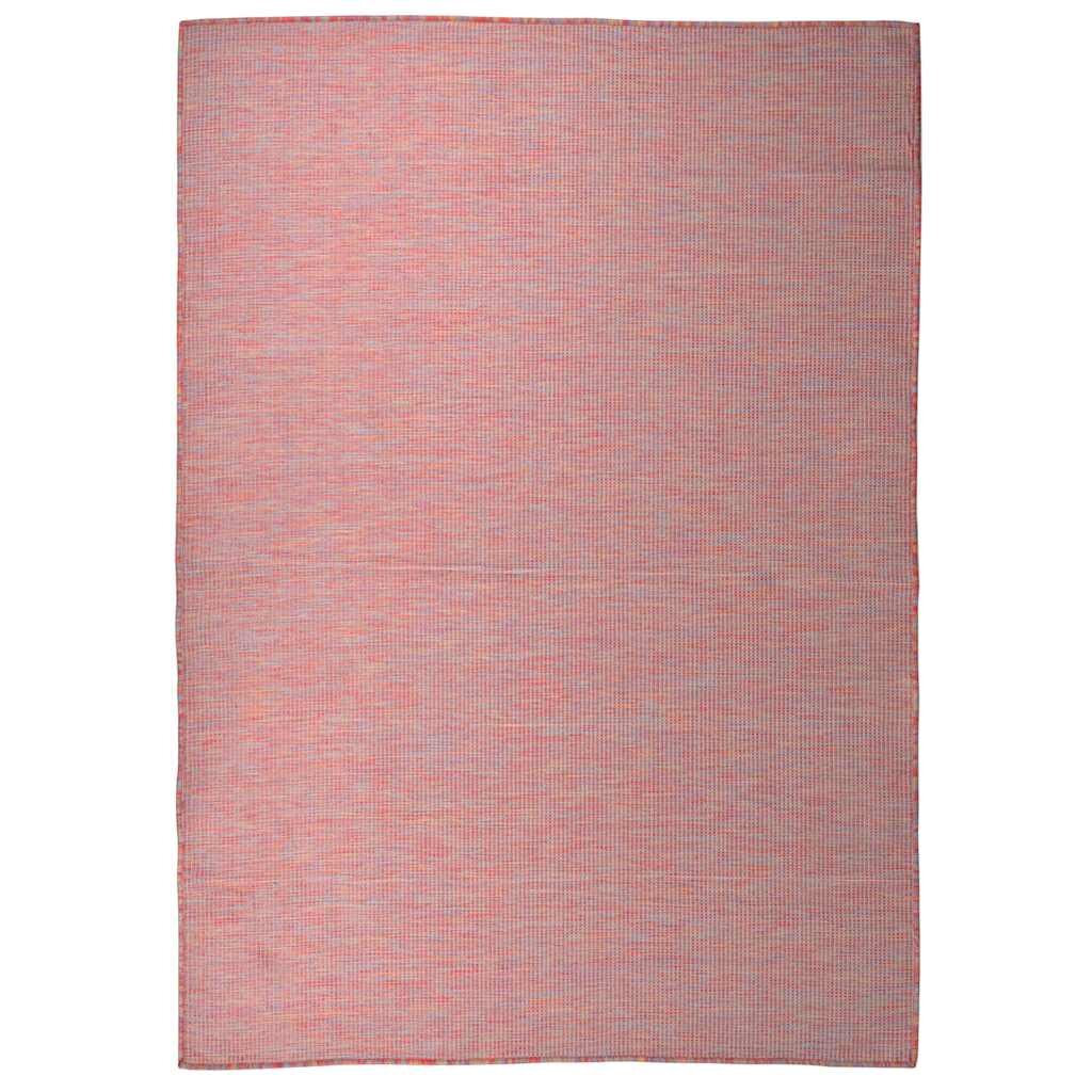 vidaXL Градински плоскотъкан килим 140x200 см червен