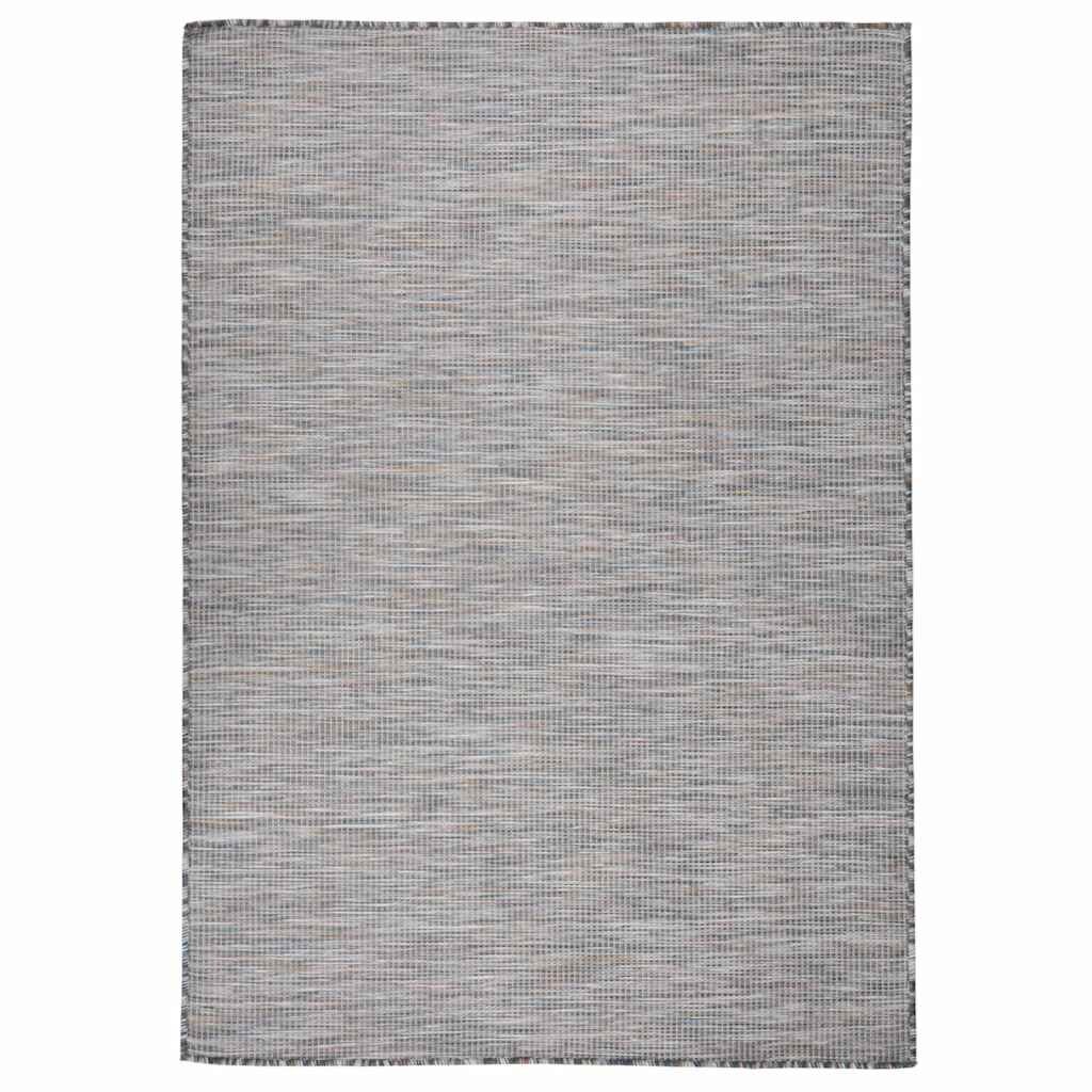 vidaXL Градински плоскотъкан килим 140x200 см кафяво и синьо