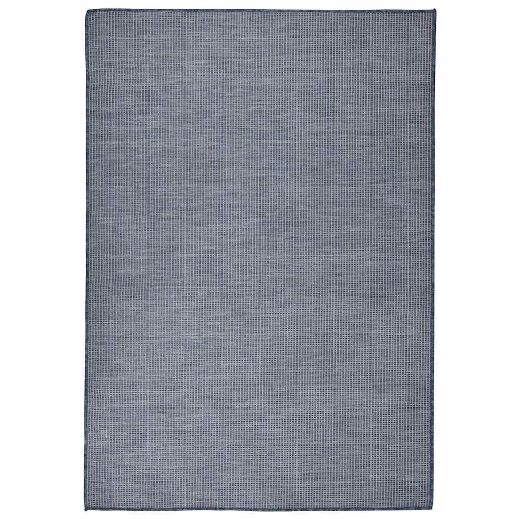 vidaXL Градински плоскотъкан килим 140x200 см син